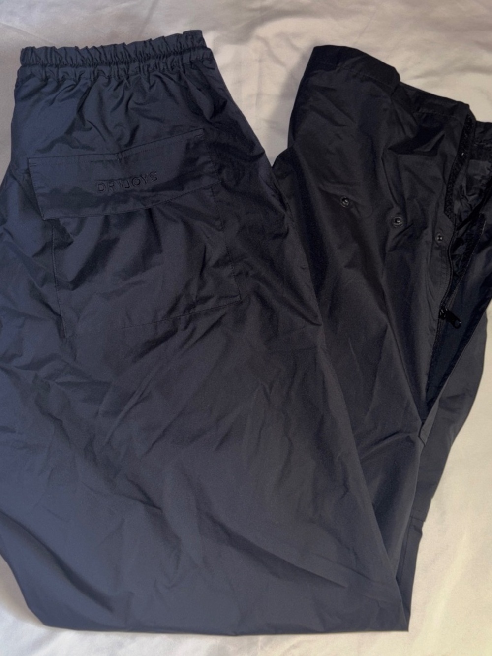 Foot Joy DryJoys Golf Rain Pants Mens Large Black Waterproof Wind Leg Zips Clea